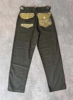 NWT Nicholas Daley Green Khaki Mix Double-Pocket Patchwork Straight Leg Pants